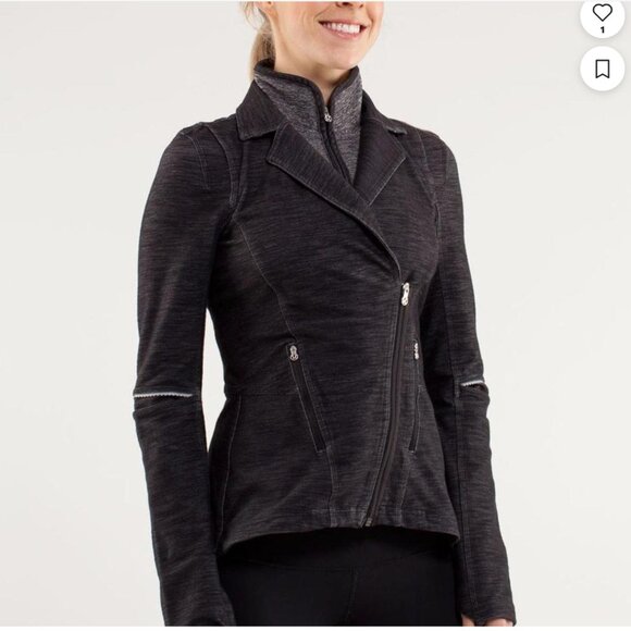 Lululemon Ride On Blazer Slim Moto Outdoor Jacket Women's size 6 Black Fossil - Picture 1 of 7
